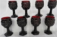 8 AVON CAPE COD RUBY RED STEMMED WINE GOBLETS