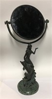Spelter Dolphin And Mermaid Table Top Mirror