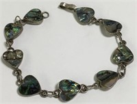 Sterling Silver And Abalone Heart Bracelet