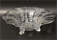 Incised Glass Footed Bowl