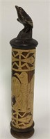 Wooden Jar With Animal Figure On Lid