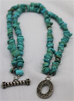 32" TURQUOISE  BEADED NECKLACE
