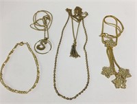 Group Of Goldtone Costume Necklaces