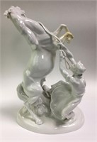 White Porcelain Sculpture Of Horse And Man