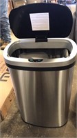 Brushed stainless steel trash can battery