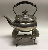 Silver Plate Tea Pot On Warming Stand