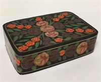 Hand Painted Black Lacquer Box