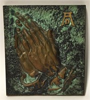 Brass High Relief Praying Hands Plaque