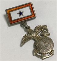Sterling Silver And Enameled Millitary Pin