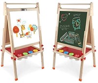 Kids Wooden Art Easel Double-Sided Whiteboard and