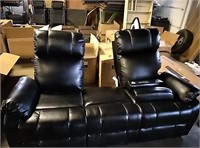 Black leather couch missing middle