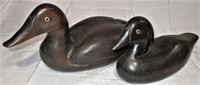 2 Dark Brown Wooden Decorative Decoy Ducks 10"/14"