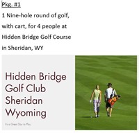 Hidden Bridge Golf Course Certificate PKG #1