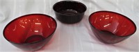 3- RUBY RED SERVING & MIXING BOWLS