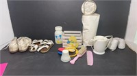 Baby bottle warmer, baby shoes, bottle and supply