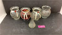 Rose bowls and vase
