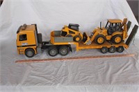 BRUELER TRUCK & TRAILER SET WITH SKIDSTEER/BACKHOE