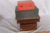 LARGE LOT OF JEWLERY BOXES, METAL CHANGE BOXES