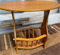 55 - SOLID WOOD MAGAZINE RACK/ACCENT TABLE