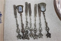 ANTIQUE SILVER PLATED BUTTER KNIVES/SUGAR SPOONS