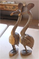 LOT OF TWO HAND CARVED FLAMINGOS