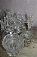 LARGE LOT OF GLASS CANDLE HOLDERS