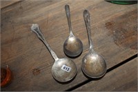 SET OF THREE SILVER PLATED SERVING SPOONS