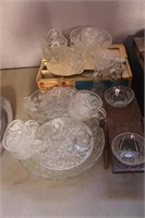 PUNCH BOWL, CUPS & MISC GLASS WARE