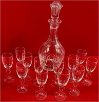 55 - BEAUTIFUL DECANTER W/12 GLASSES