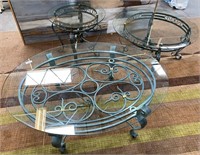 146 - 3 METAL & GLASS ACCENT TABLES