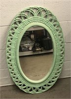 Oval Mirror with Basket Weave Style Frame