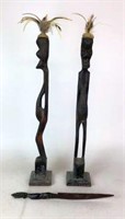Hand Carved Wood Sculptures & Spear Replica