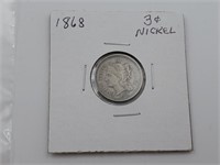1868 US 3 Cent Nickel