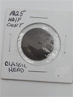 1825 US Half Cent Coin - Classic Head