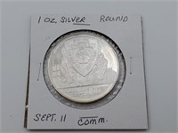 Sept. 11 Comm. 1 Troy Oz. Silver Coin