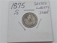 1875 S US Liberty Seated Dime