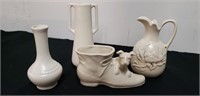 Red Wing Pitcher & misc Vases