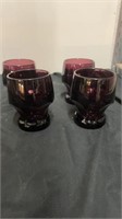 4 purple glass cups
