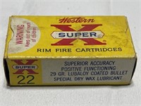 Vintage Western Super-X 22 rim fire cartridges.