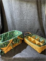 Pair of Longaberger wood craft baskets 
Large