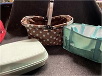 Picnic basket with the Tupperware and Thirty one