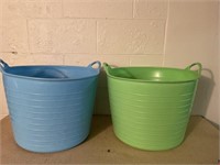 2- Tote  baskets 13 inches tall 18 inch diameter