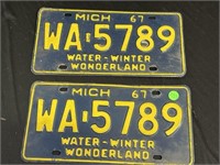 Matching Pair of 1967 Michigan License Plates