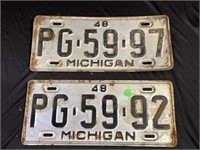Two 1948 Michigan License Plates