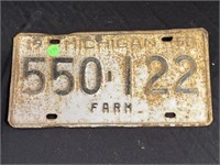 1958 Michigan Farm License Plate