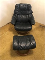 Green Leather Chair and ottoman