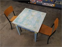 Childrens Wooden Table With 2 Chairs