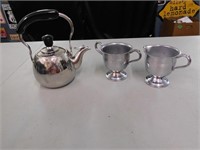 Stainless Steel Tea Pot / Cream & Sugar Bowl