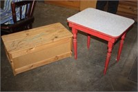 Wooden Toy Box, Table & Heart Table