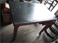 RED METAL TABLE W/DRAWER